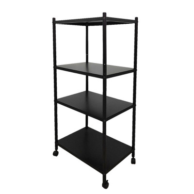 Этажерка металлическая 4-х ярусная 60х40х120 см на колесах черный Baizheng