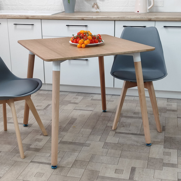 Фотография Стол ЛДСП кухонный 80*80*74 см дерево квадрат ножки дерево QT05MW Baizheng