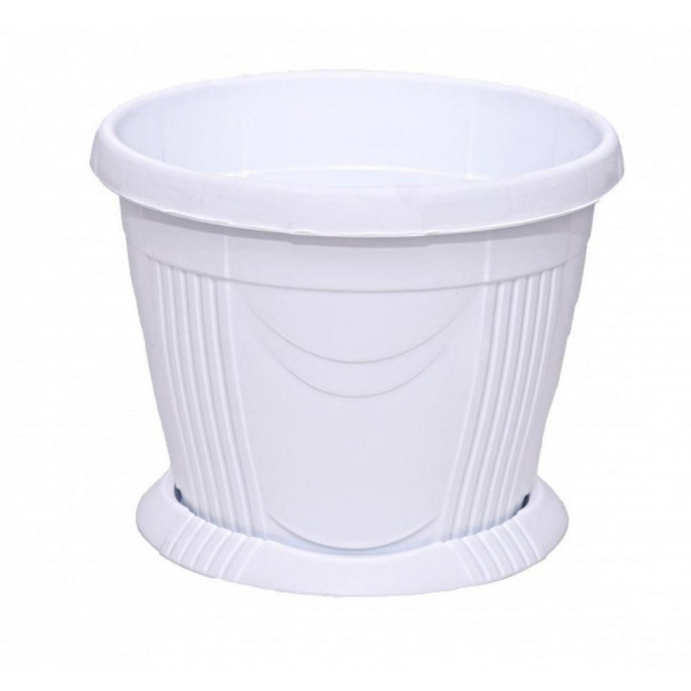 Кашпо пластиковое  2 л поддон белый Селенга Ангарск