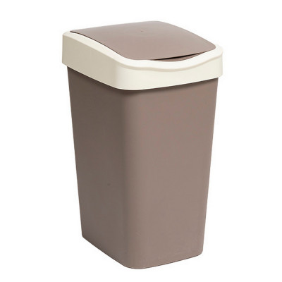 Ведро пластиковое для мусора 10 л с подвижной крышкой шоколад слоновая кость Tandem Violet