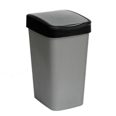 Ведро пластиковое для мусора 20 л с подвижной крышкой серый металлик черный Tandem Violet Ведро пластиковое для мусора 20 л с подвижной крышкой серый металлик черный Tandem Violet