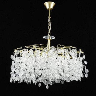 Люстра стеклянная 14 ламп 54*41 см Е14 60Вт 35м2 плафон стекло золото Baizheng