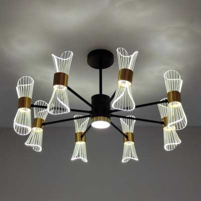 Люстра светодиодная 8 плафонов 69,5*38,5 см 160Вт 41500LM 50м2 черный Baizheng