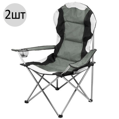 Стул со спинкой туристический складной 57*57*104 см 2 шт до 120 кг серый Baizheng Стул со спинкой туристический складной 57*57*104 см 2 шт до 120 кг серый Baizheng