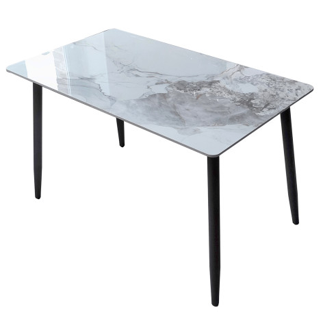 Стол керамогранит кухонный 120*70 см мрамор ножки металл черный 7A 2 кор Baizheng