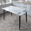 Мини изображение Стол керамогранит кухонный 120*70 см мрамор ножки металл черный 7B 2 кор Baizheng