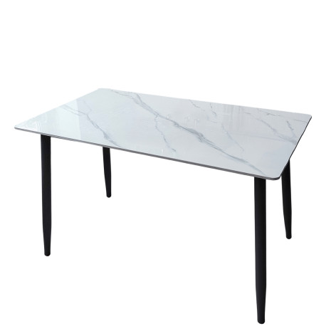 Стол керамогранит кухонный 120*70 см мрамор ножки металл черный 7C 2 кор Baizheng