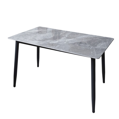 Стол керамогранит кухонный 120*70 см мрамор ножки металл черный 7D 2 кор Baizheng