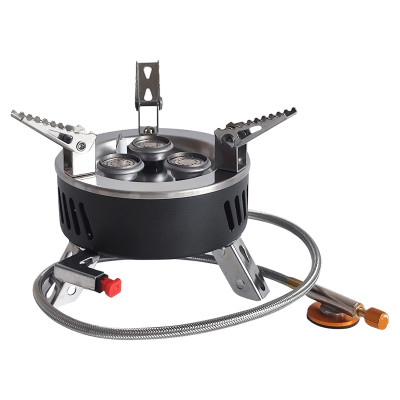 Плита газовая портативная 24,5х21х7 см с магнитн фикс баллон в чемод черно серебристый Grower