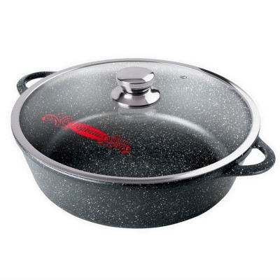 Жаровня алюминиевая  4,5 л 30х9,5 см стекл крышка под упак Универсальная Гранит Горница