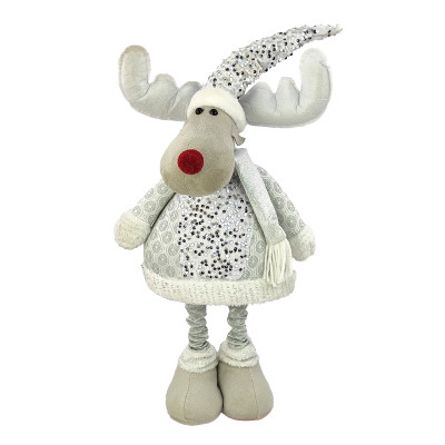 Фигурка новогодняя 90 см телескопические ножки серебро Олень NP-5074 Baizheng