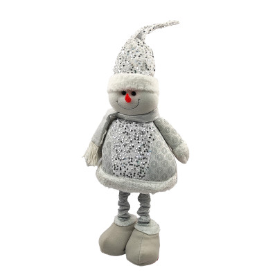 Фигурка новогодняя 70 см телескопические ножки серебро Снеговик NP-5064 Baizheng Фигурка новогодняя 70 см телескопические ножки серебро Снеговик NP-5064 Baizheng