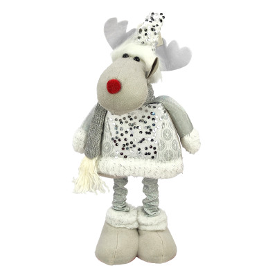 Фигурка новогодняя 50 см телескопические ножки серебро Олень NP-5056 Baizheng