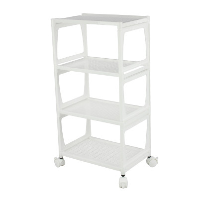 Этажерка пластиковая 4-х ярусная на колесах 300х195х552 мм белый Лофт Mini Violet