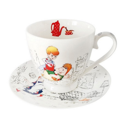 Набор фарфоровый чайный 2 предметов 440 мл под упак NB209CS-B Ежик в тумане Коралл