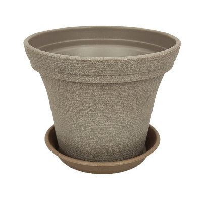 Горшок пластиковый 1,5 л 14,5*13,5*12 см с поддоном коричневый Baizheng