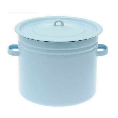 Бак эмалированный 20 л крышка петля серо-голубой Стальэмаль