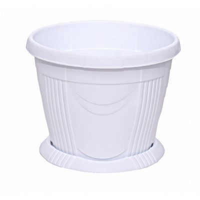 Кашпо пластиковое  3 л поддон белый Селенга Ангарск