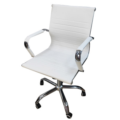 Кресло офисное 49*43.5*109 см до 150 кг механизм качания искусственная кожа белый Baizheng
