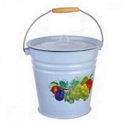 Ведро эмалированное 12 л с крышкой петля серо-голубой Дар лета Стальэмаль