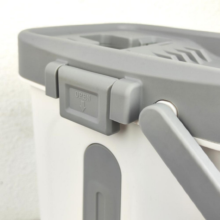 Фотография Набор ведро пластиковое с отжимом 12 л + швабра металл вращение 360° под упак Baizheng