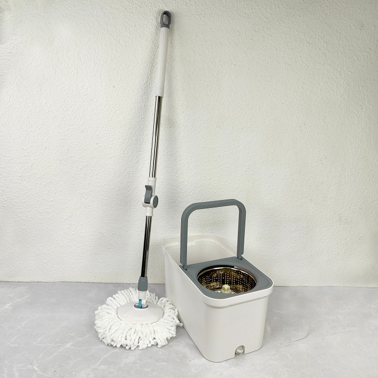 Картинка Набор ведро пластиковое с отжимом 12 л + швабра металл вращение 360° под упак Baizheng