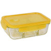 Мини фото Контейнер стеклянный 1000 мл прямоугольный разделители пласт крышка желтый Rosenberg