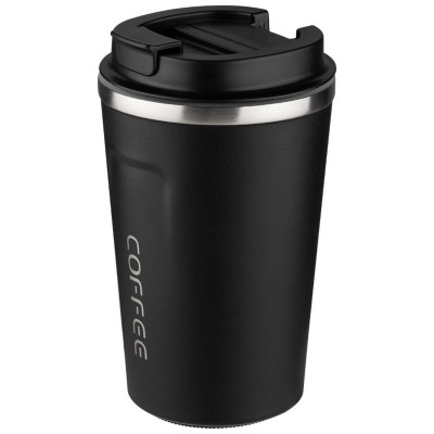 Термокружка нерж сталь  0,38 л нерж сталь внутри крышка черный COFFEE Leonord
