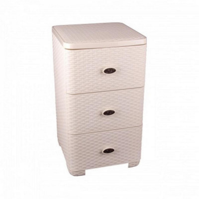 Комод пластиковый 3-х секционный 375х360х630 мм слоновая кость Плетенка Альтернатива Комод пластиковый 3-х секционный 375х360х630 мм слоновая кость Плетенка Альтернатива