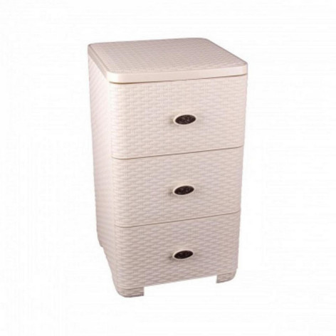 Комод пластиковый 3-х секционный 375х360х630 мм слоновая кость Плетенка Альтернатива