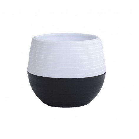 Кашпо пластиковое  2,5 л поддон черно-белый Дуэт Ангарск