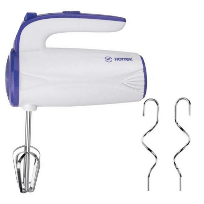 Миксер пластиковый 250 Вт 5 скоростей 4 насадки бело-фиолетовый Hottek