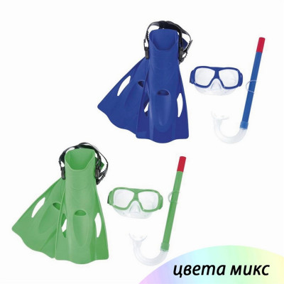 Набор для плавания от 7 лет маска трубка ласты размер 37-41 ассорти BestWay