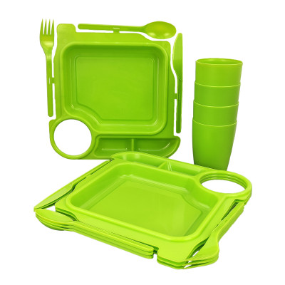 Набор пластиковый посуды для пикника 4 персоны майская зелень Fiesta Berossi