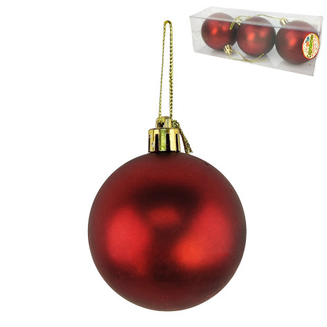 Набор пластиковых шаров d-6 см 3 шт темный рубин Матовый Серпантин