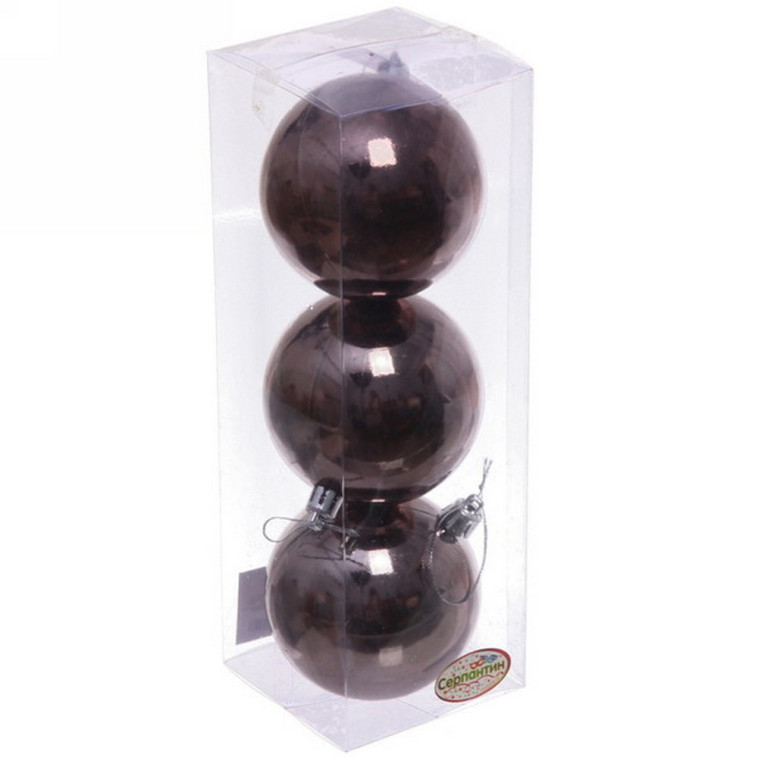 Набор пластиковых шаров d-8 см 3 шт графит Глянец Серпантин