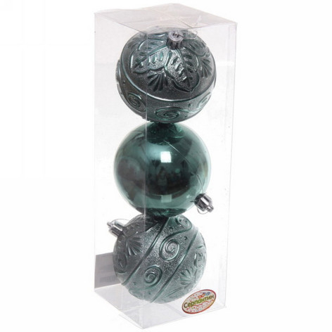 Набор пластиковых шаров d-8 см 3 шт темный нефрит Микс фактур Серпантин