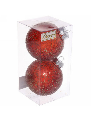 Набор пластиковых шаров d-8 см 2 шт Diamond Sand copper SHINE Серпантин