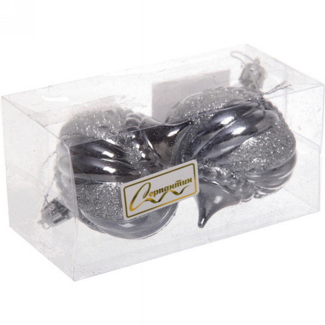 Набор елочных игрушек 2 шт 6 см графит Волшебная юла Серпантин