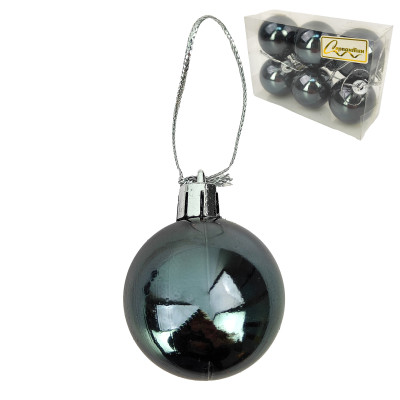 Набор пластиковых шаров d-4 см 6 шт графит Глянец Серпантин