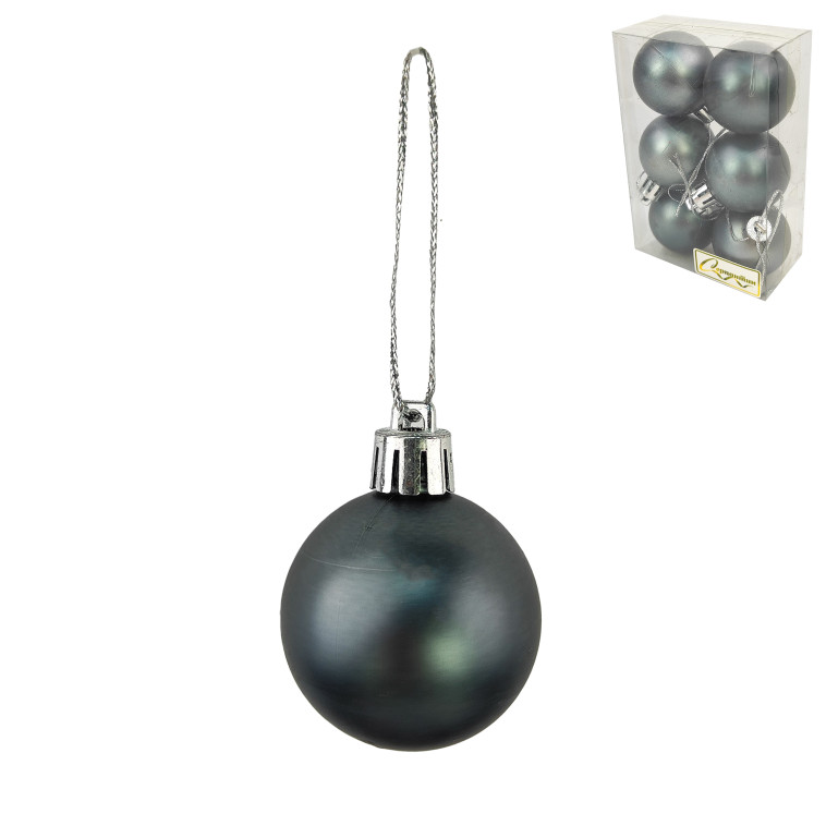 Набор пластиковых шаров d-4 см 6 шт графит Матовый Серпантин