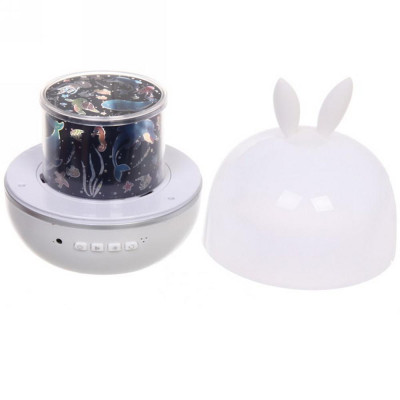 Диско шар 5 реж 6 картинок батарейки USB 4*АAА 3 цвета Fantasy Зайка