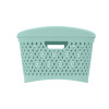Мини картинка Корзина пластиковая 340х250х170 мм с крышкой мята Ромбики L Альт-Пласт