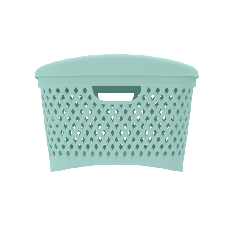 Изображение Корзина пластиковая 340х250х170 мм с крышкой мята Ромбики L Альт-Пласт