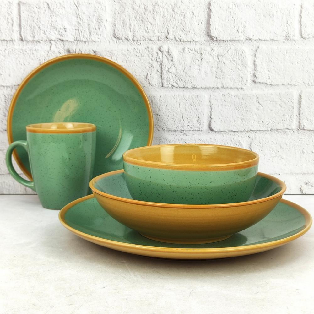 Тарелка керамическая десертная  20 см Stone green Коралл