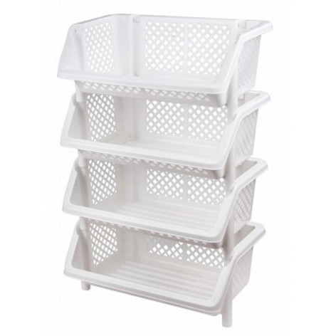 Этажерка пластиковая 4-х ярусная 600х375х895 мм белый Универсал Альтернатива