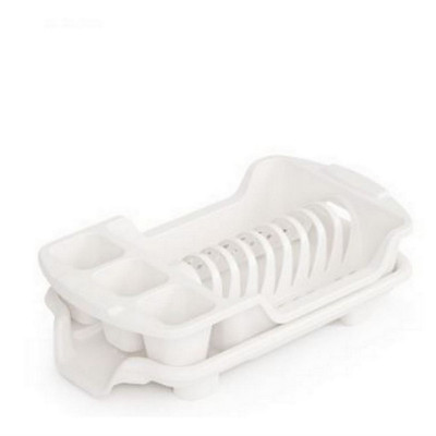 Сушилка пластиковая для посуды 435х265х120 мм поддон со сливом белый Альтернатива Сушилка пластиковая для посуды 435х265х120 мм поддон со сливом белый Альтернатива