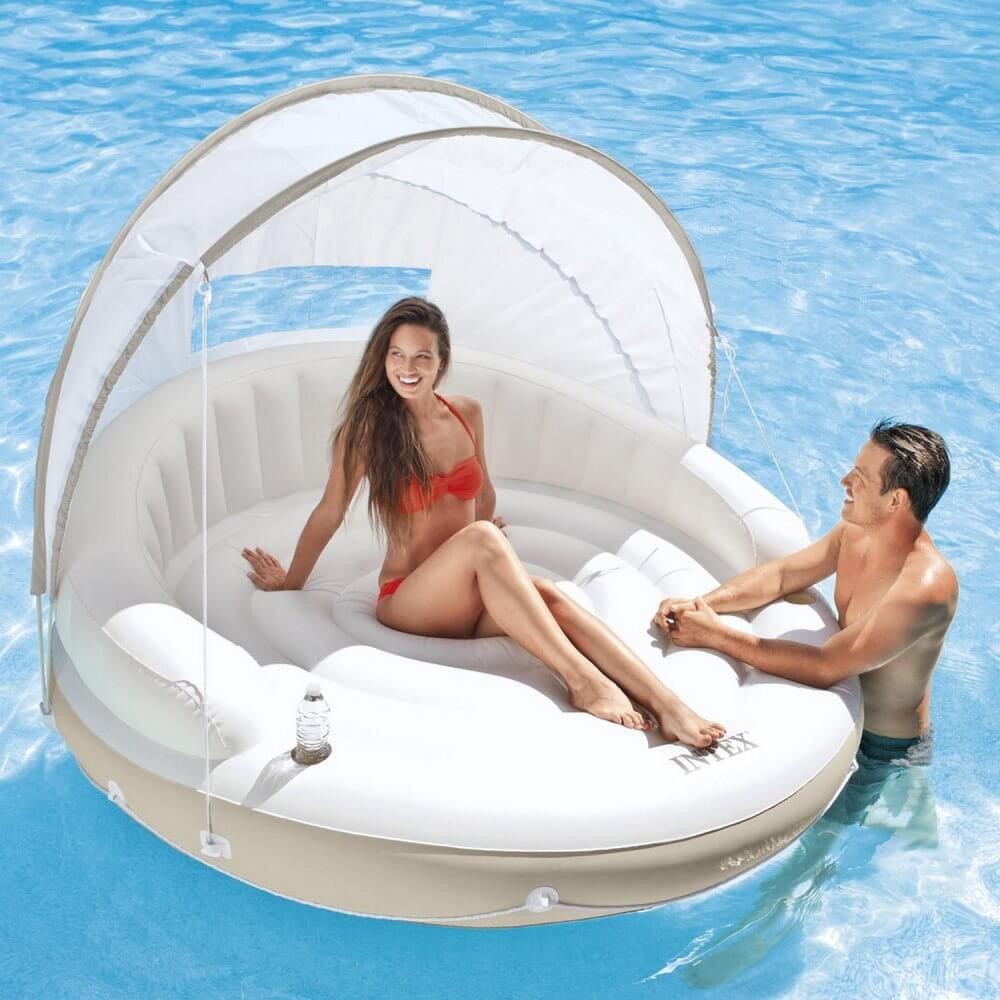 Матрас-плот для плавания 199*150 см съемный козырек Canopy Island Intex