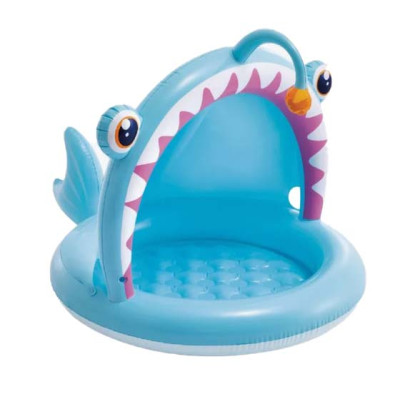 Бассейн надувной 127*102*86 см 45 л навес Рыба-удильщик Intex