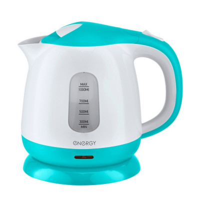 Чайник пластиковый электрический 1 л 1,1 кВт бело-бирюзовый Е-275 Energy